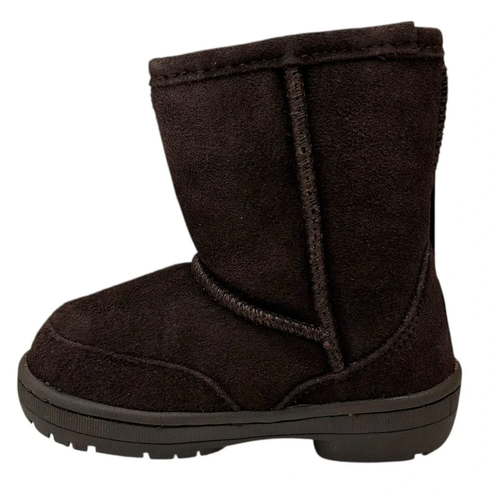 Bearpaw Toddler Boys Girls Winter Boots Size 8 Dark Brown Mid-Calf Pull-on Shoes